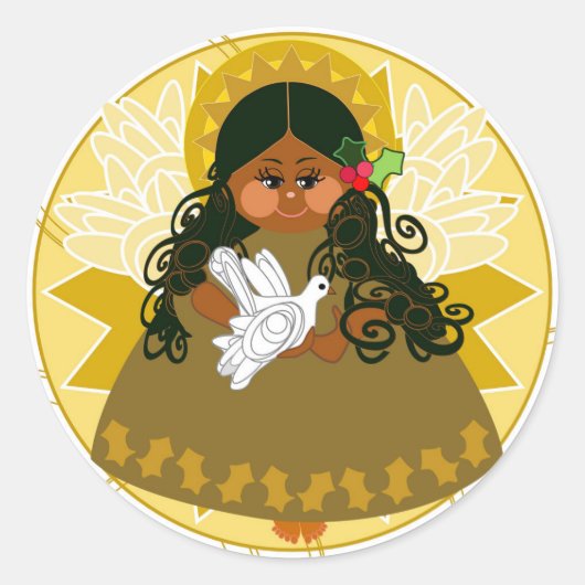 天使の平和ステッカー ラウンドシール (正面)