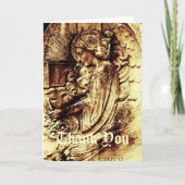 天使の彫刻が施されたゴールドの感謝カード サンキューカード (正面)