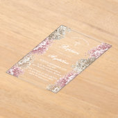 天使の息吹の花 | 赤ちゃんの女の子の洗礼 アクリル招待状 (レイダウン)