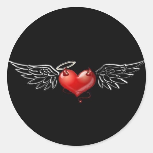 天使の悪魔の背景 ラウンドシール (正面)