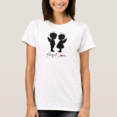 天使の愛 - かわいい天使のカップルデザイン Tシャツ (正面)