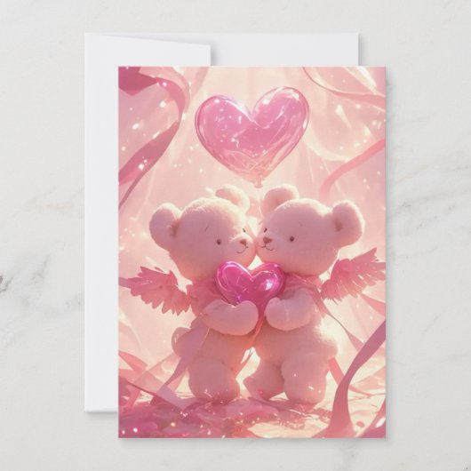 天使の愛：ロマンチックな結婚式招待状 招待状 (正面)