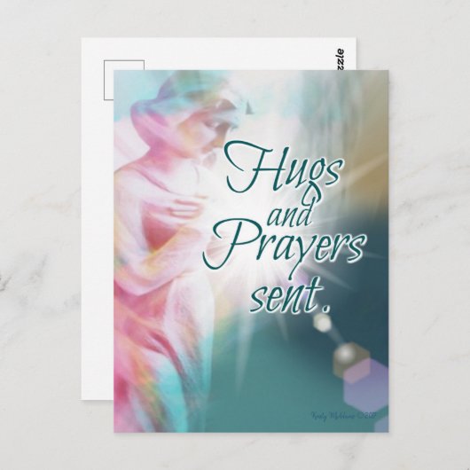 天使の抱擁 祈り 意念 美しい水彩画 ポストカード (正面/裏面)