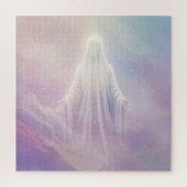 天使の曇り白フレンドリー心の空 ジグソーパズル (縦)