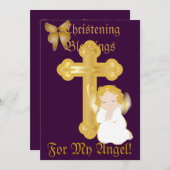 天使の洗礼の祝福-カスタマイズ 招待状 (正面/裏面)