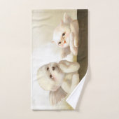 天使の犬と猫が雲の上に ハンドタオル (ハンドタオル)