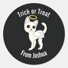 天使の猫のハロウィントリックオアトリートバッグ ラウンドシール