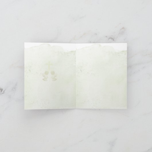 天使の白熱［赤熱］光を放つ洗礼の折り畳み招待状 招待状 (内部)