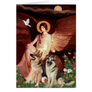 天使の着席 – Two German Shepherds