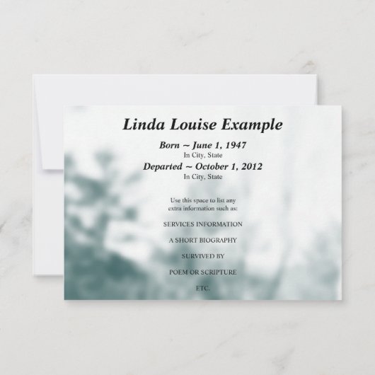 天使の祈りの言葉の記念物カード 案内状 (裏面)