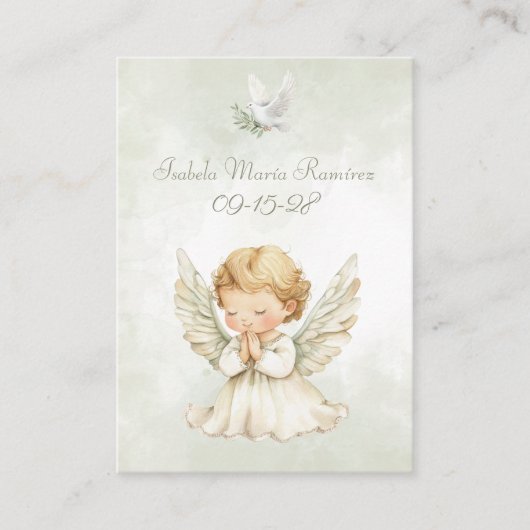 天使の祈洗礼の子の記憶カード 名刺 (正面)
