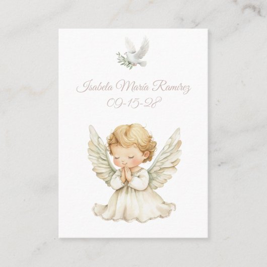 天使の祈洗礼の子の記憶カード 名刺 (正面)