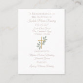 天使の祈洗礼の子の記憶カード 名刺 (裏面)