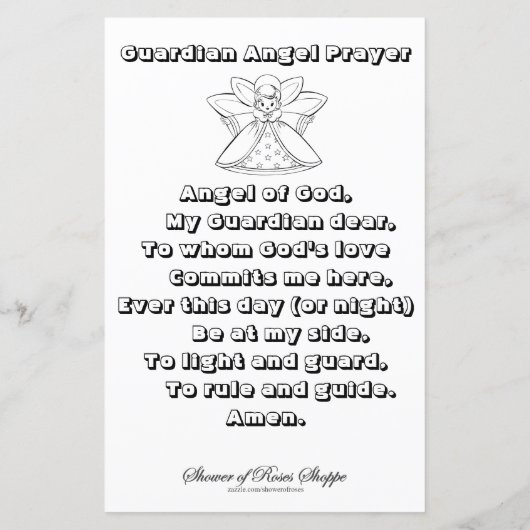 天使の神の祈りの言葉着色ページ (裏面)