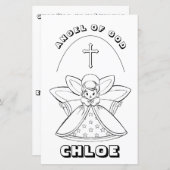 天使の神の祈りの言葉着色ページ (正面/裏面)