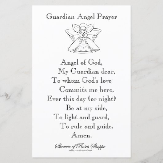 天使の神の祈りの言葉着色ページ (裏面)