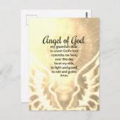 天使の神の祈りの言葉美しい恵み水色 ポストカード (正面/裏面)