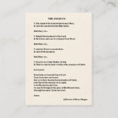 天使の神聖なカードのお告げの祈りの祈りの言葉の告知 名刺 (裏面)