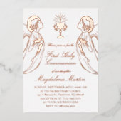 天使の第一聖餐式への崇拝 箔招待状 (正面)