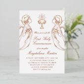 天使の第一聖餐式への崇拝 箔招待状 (立ち正面)