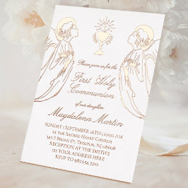 天使の第一聖餐式への崇拝 箔招待状