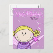 天使の絵の誕生日カード ポストカード (正面/裏面)