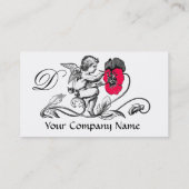 天使の絵画ピンクの花モノグラム白黒 名刺 (裏面)