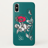天使の絵画ピンクの花，モノグラム，緑 Case-Mate iPhoneケース (裏面)