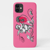 天使の絵画ピンクの花，モノグラム Case-Mate iPhoneケース (裏面)