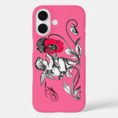 天使の絵画ピンクの花,モノグラム Case-Mate iPhoneケース (裏面)