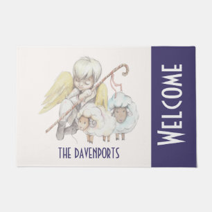 天使の羊飼いLambs Pastoral Welcome ドアマット