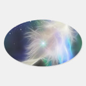 天使の羽と星 楕円形シール (正面)