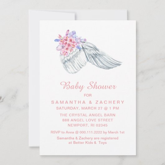 ~天使の羽の結晶シャワー招待状 招待状 (裏面)