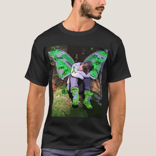 天使の羽を持つ疲れたライム病の戦士のセル Tシャツ (正面)
