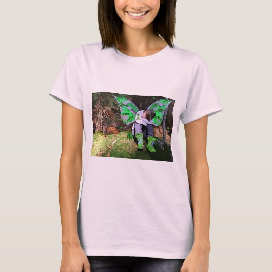 天使の羽を持つ疲れたライム病の戦士のセル Tシャツ (正面)