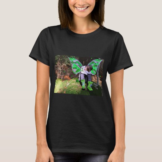 天使の羽を持つ疲れたライム病の戦士のセル Tシャツ (正面)