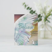 天使の羽根蝶 Believe スカイウォーターカラーアート ポストカード (スタンド正面)