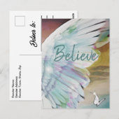 天使の羽根蝶 Believe スカイウォーターカラーアート ポストカード (正面/裏面)