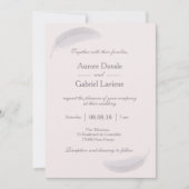 天使の羽根 ブラッシュ ピンク グレー エレガント ウェディング 招待状 (正面)