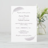 天使の羽根 ライラック ホワイト グレー エレガント ウェディング 招待状 (スタンド正面)