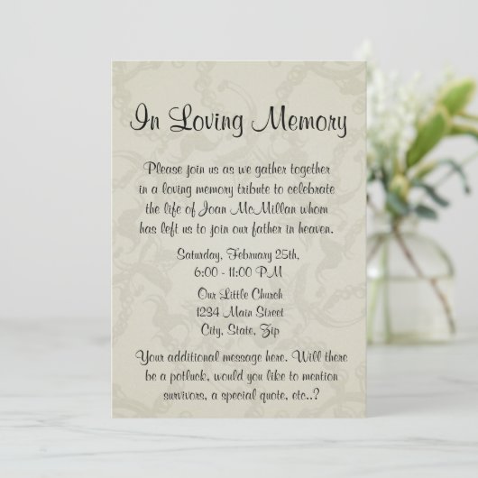 天使の翼およびハートの記念物 招待状 (スタンド正面)