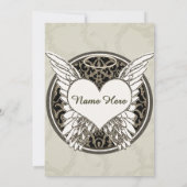 天使の翼およびハートの記念物 招待状 (裏面)