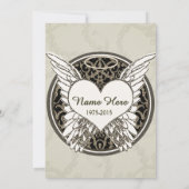 天使の翼およびハートの記念物 招待状 (裏面)