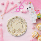 天使の翼およびハート ペーパープレート (パーティー)