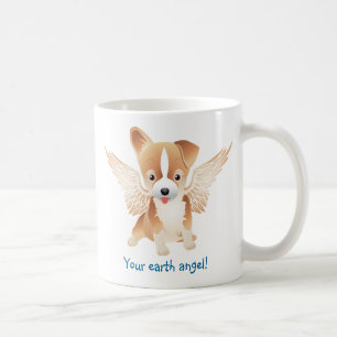 天使の翼が付いているかわいい犬のコーヒー・マグ コーヒーマグカップ