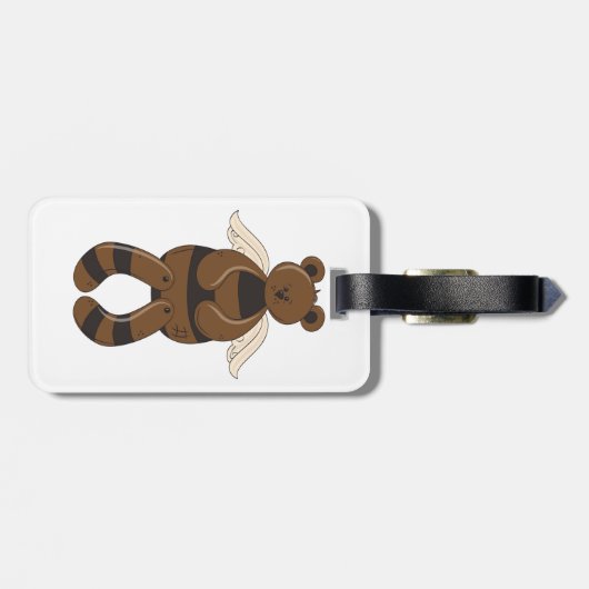 天使の翼でかわいい茶色のテディベア ラゲッジタグ (裏面横)