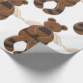 天使の翼でかわいい茶色のテディベア ラッピングペーパー