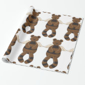 天使の翼でかわいい茶色のテディベア ラッピングペーパー (アンロールド)