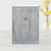 天使の翼で包まれた カード (黄色い花)