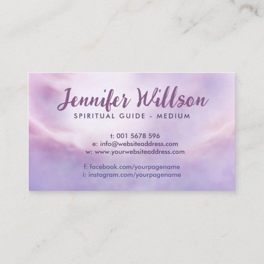 天使の翼とインフィニティシンボル – 優しいパステル 名刺 (裏面)